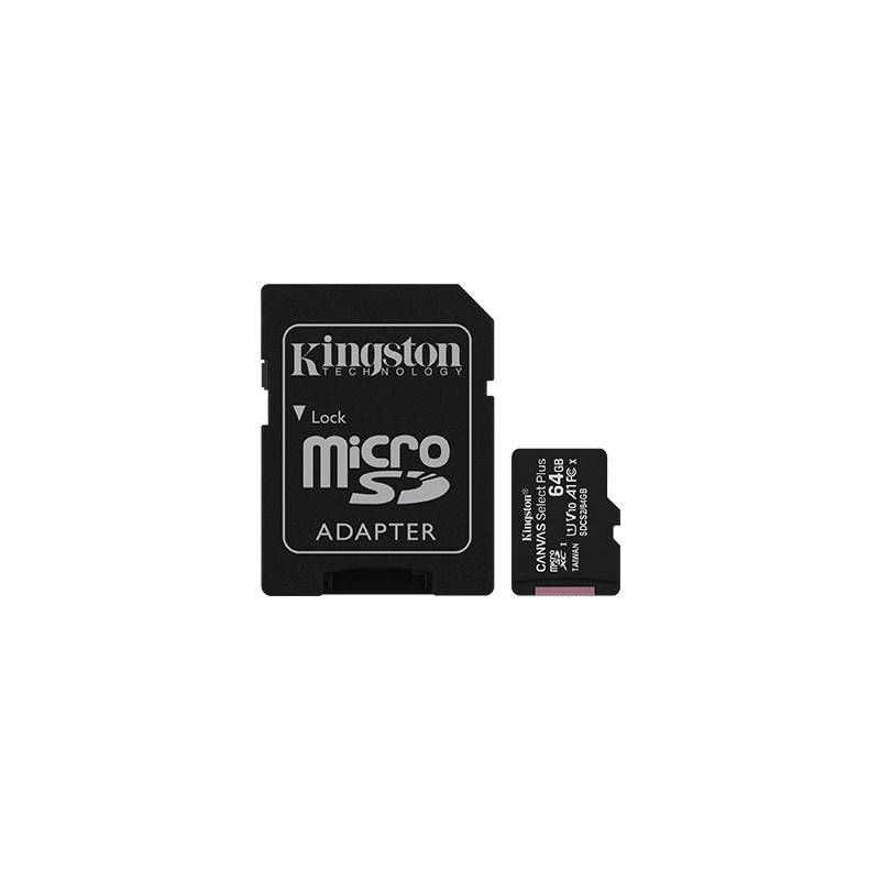 Kingston 64 GB Micro SD Carte Sdxs Toile Select Plus Carte Mémoire + SD