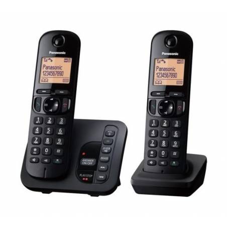PANASONIC - Téléphone fixe sans fil duo KX-TGC222 - Noir